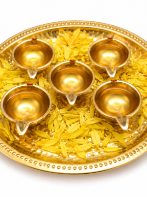 Brahmamuhurtha Diya Set [Brass] - Set of 5 Diyas and 1 Plate