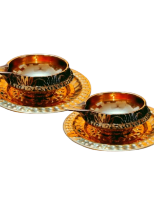 Kubera Vilak with plate [Medium] 2 set Brass