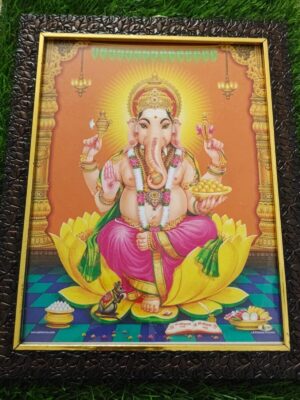 Lord Ganesha Photo Frame Glitter Matt Without Glass