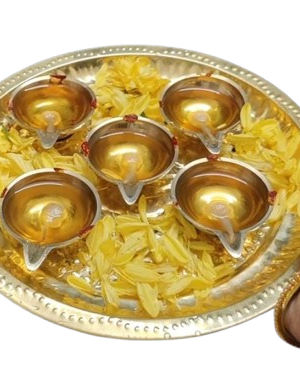 Brahmamuhurtha Diya Set [Brass] - Set of 5 Diyas and 1 Plate