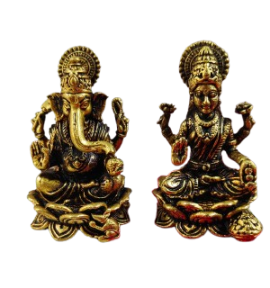 Ganesha and Lakshmi Vikraham Set [Brass] [1.5 inch]