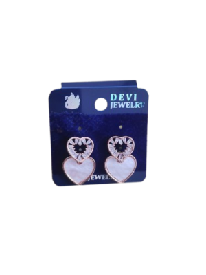 Fancy Crystal Heart Stud Earrings