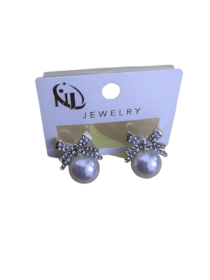 Fancy Pearl Stone and Crystal Stud Earrings