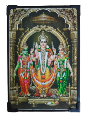 Murugan With Valli and Devayani Photo Frameless with Glitter Matt Finish [No Glass] [Small]