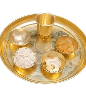 Naivedyam Set - Set of 1 Plate and 5 Bowls [Brass]