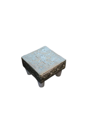 Wooden Pooja Peedam [Square] [2 Inch] [Silver Cover]