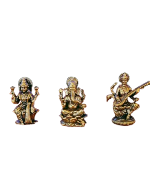 Miniature Combo - [Ganesha, Lakshmi, Krishna, Saraswathi and Murugan] [Brass] [1 Inch]