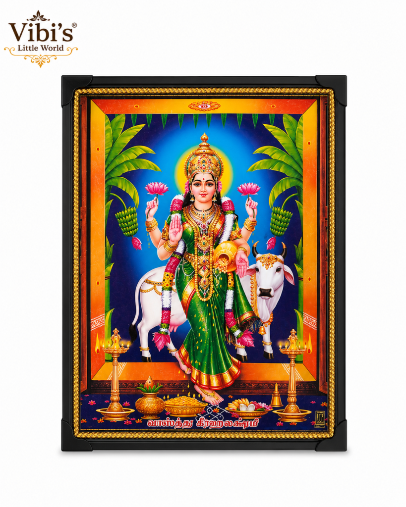 Vasthu GrahaLakshmi Photo Frameless With Glitter Matt [A4 Size]