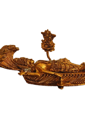 Lord Vishnu in Bhujanga Sayanam – Antique Miniature [Brass] [3 Inch]
