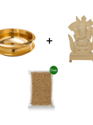 Uruli [Brass] [3.75 Inch] + Vellerukku Vinayagar With Om Combo - Free Packet of Nel