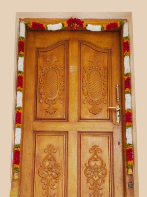 Toran For Door Frame - Artificial Garland - Jasmine And Red Rose Style With Bell [Handmade]