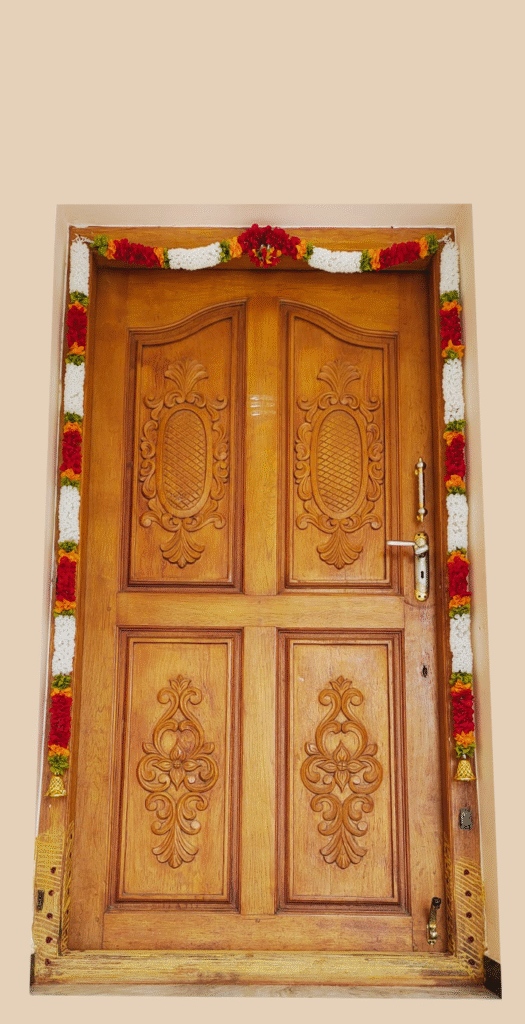 Toran For Door Frame - Artificial Garland - Jasmine And Red Rose Style With Bell [Handmade]