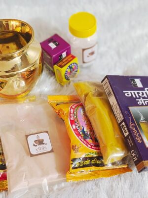 Kuladaiva Kalasam Combo [Large] (Brass Kalasam 300ml - 1, Thazhampoo Kumkumam - 1, Pure Sandal Powder - 1, Vibhuthi - 1, Kasthuri Manjal -1, GN GayathriMantra Dhoops -1, Javathu Powder Big - 1, Aragaja Ordinary - 1, Pacha Karpooram - 1)