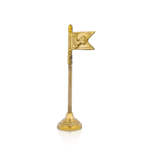 Seval Kodi [Brass] [6 Inch] – Traditional Brass Rooster Flag Symbol of Lord Murugan