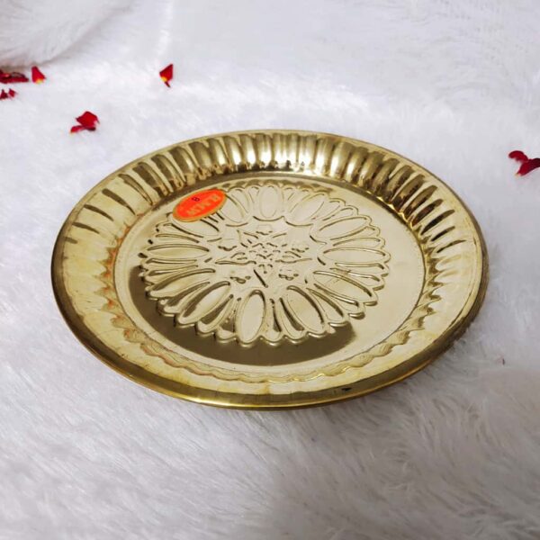 Heavy Plate [Brass] [7.5 Inch] [160g] – Traditional Brass Pooja Plate for Temple & Home Use