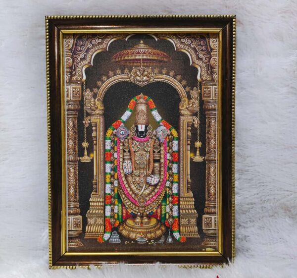 Tirupathi Balaji Photo Frame With Glitter Matt Finish [10 x 7 Inches] – Lord Venkateswara Wall Frame for Home Temple & Decor