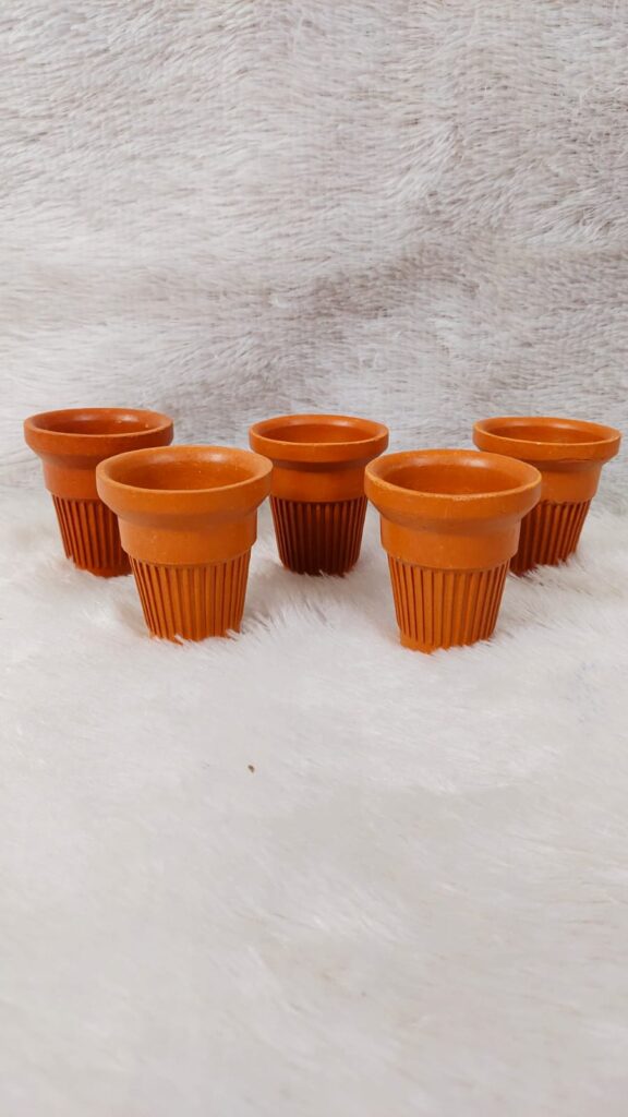 Terracotta Chai Cups – Set of 5 Cups [Terracotta] [100ml] – Traditional Clay Tea Cups for Authentic Flavor