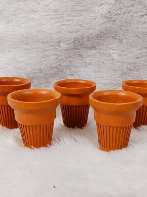 Terracotta Chai Cups – Set of 5 Cups [Terracotta] [100ml] – Traditional Clay Tea Cups for Authentic Flavor