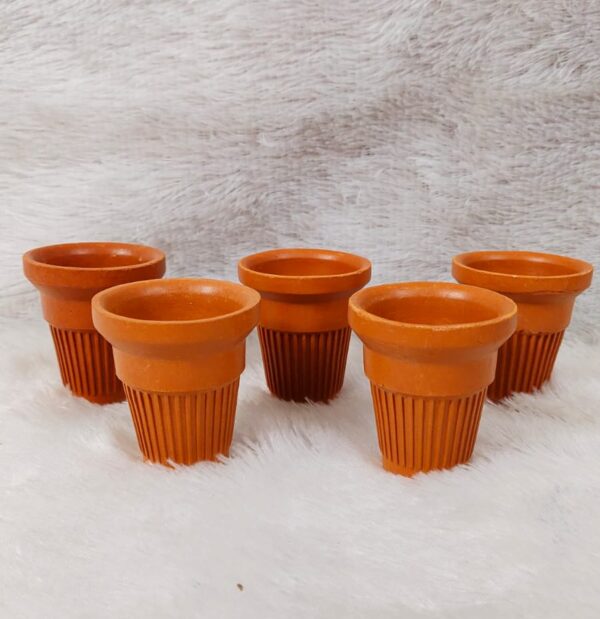 Terracotta Chai Cups – Set of 5 Cups [Terracotta] [100ml] – Traditional Clay Tea Cups for Authentic Flavor