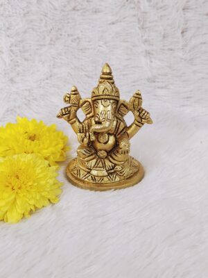 Ganesha Statue [Brass] [3.25 Inches] – Lord Ganesh Brass Idol for Wisdom, Success & New Beginnings