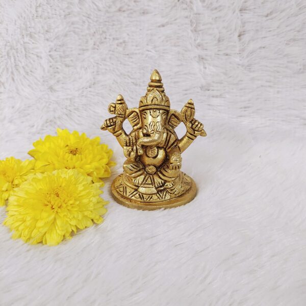 Ganesha Statue [Brass] [3.25 Inches] – Lord Ganesh Brass Idol for Wisdom, Success & New Beginnings