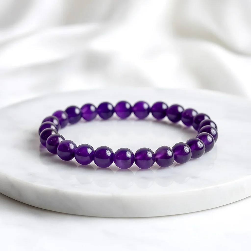 Amethyst Bracelet [8mm] [Certified] – Original Healing Crystal Bracelet for Peace, Protection & Clarity