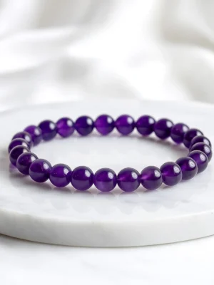 Amethyst Bracelet [8mm] [Certified] – Original Healing Crystal Bracelet for Peace, Protection & Clarity