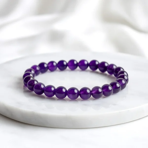 Amethyst Bracelet [8mm] [Certified] – Original Healing Crystal Bracelet for Peace, Protection & Clarity