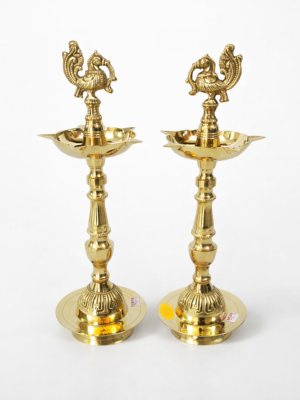 Premium Annam Kuthu Vilaku [Brass] [13.5 Inches] [2 Pcs] – Traditional Brass Lamp with Swan Motif for Pooja & Temple Use (Copy)