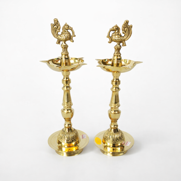 Premium Annam Kuthu Vilaku [Brass] [13.5 Inches] [2 Pcs] – Traditional Brass Lamp with Swan Motif for Pooja & Temple Use (Copy)