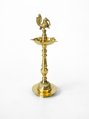 Premium Annam Kuthu Vilaku [Brass] [13.5 Inches] [1 Pc] – Traditional Brass Lamp with Swan Motif for Pooja & Temple Use