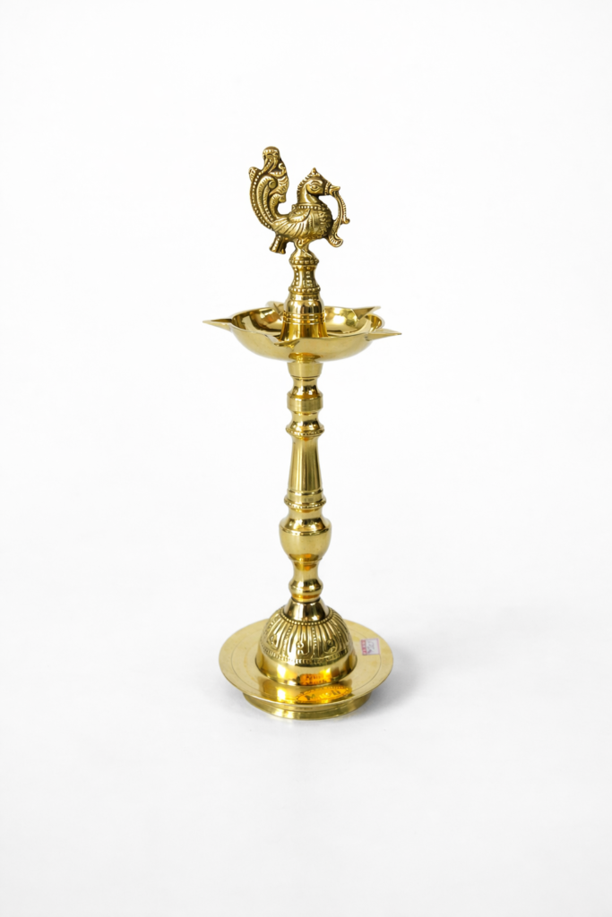 Premium Annam Kuthu Vilaku [Brass] [13.5 Inches] [1 Pc] – Traditional Brass Lamp with Swan Motif for Pooja & Temple Use
