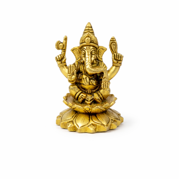 Ganesha Statue [Brass] [3.5 Inches] [530g] – Compact Lord Ganesh Idol for Success & Auspicious Beginnings