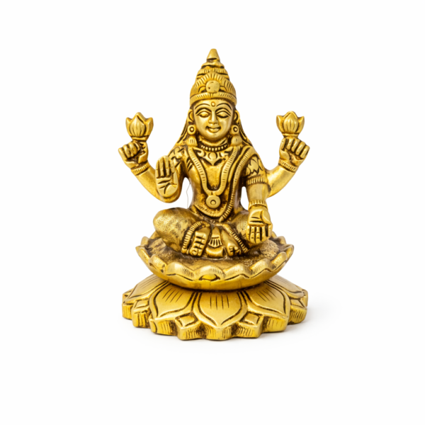 Goddess Lakshmi Statue [Brass] [3.5 Inches] [430g] – Auspicious Brass Idol for Wealth, Prosperity & Abundance
