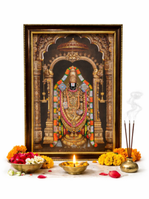 Tirupathi Balaji Photo Frame With Glitter Matt Finish [A4 Size] [12 x 10 Inches] – Lord Venkateswara Wall Frame for Home Temple & Decor