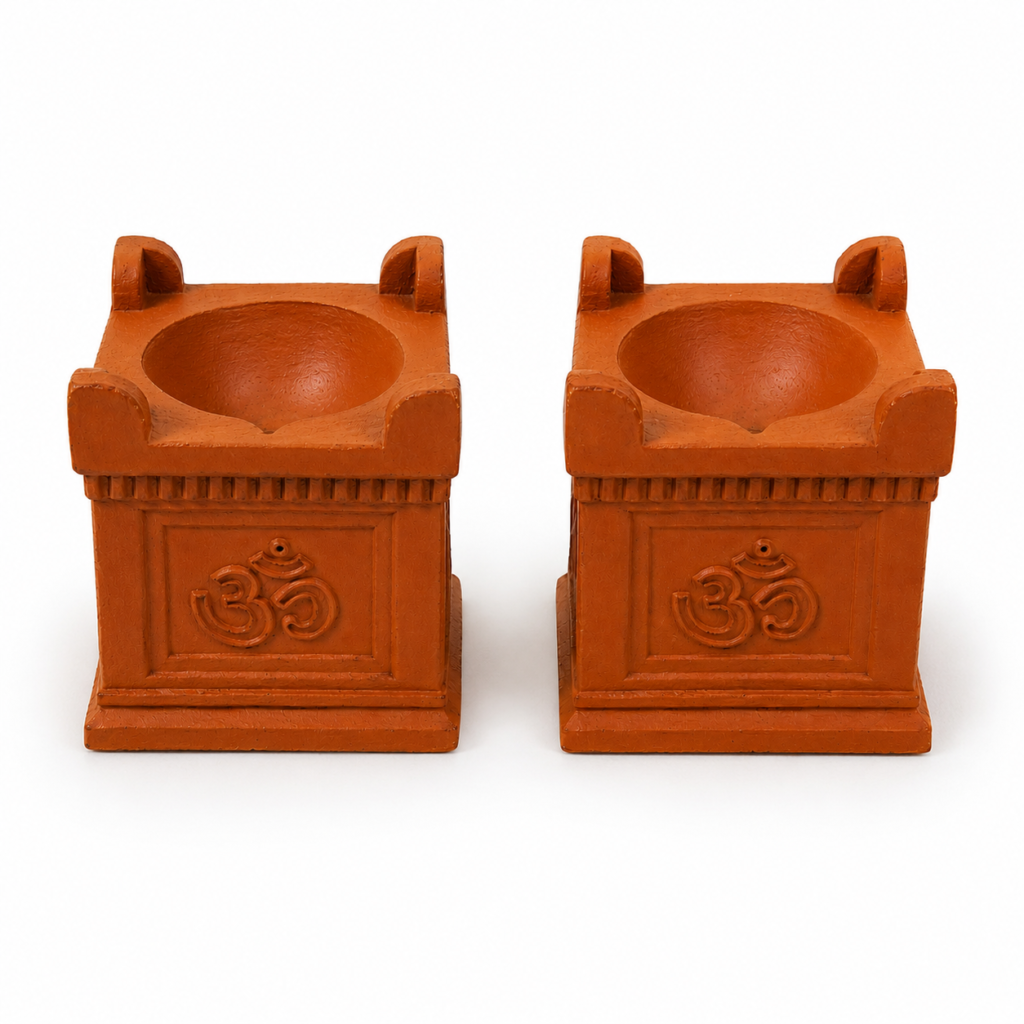 Terracotta Mada Vilakku [Terracotta] [2 Pcs] – Traditional Clay Deepam for Temple-Style Lighting