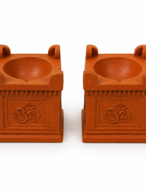 Terracotta Mada Vilakku [Terracotta] [2 Pcs] – Traditional Clay Deepam for Temple-Style Lighting