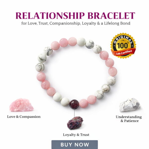 Relationship Bracelet [Certified] [8mm] – Crystal Bracelet for Love, Harmony & Emotional Balance
