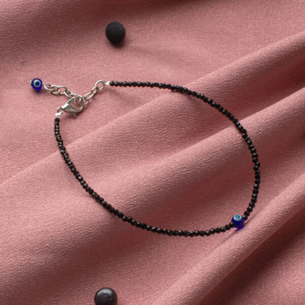 Black Tourmaline Anklet With Evil Eye Charm [Certified] – Powerful Protection & Grounding Energy Anklet