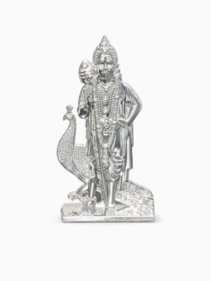 Dashboard Murugan Statue [10 cm] [Silver Color] – Compact Lord Murugan Idol for Car & Personal Spaces