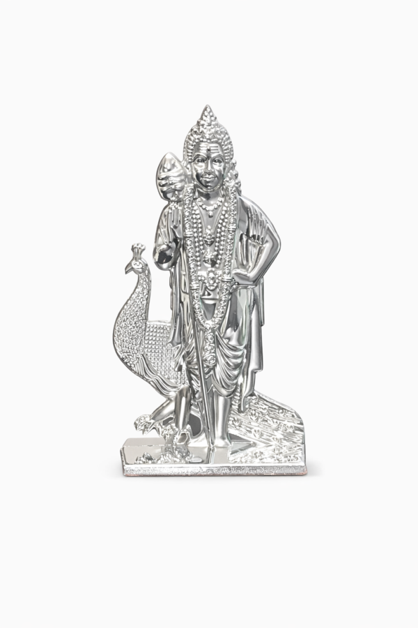 Dashboard Murugan Statue [10 cm] [Silver Color] – Compact Lord Murugan Idol for Car & Personal Spaces