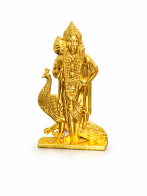 Dashboard Murugan Statue [10 cm] [Golden Color] – Compact Lord Murugan Idol for Car & Personal Spaces