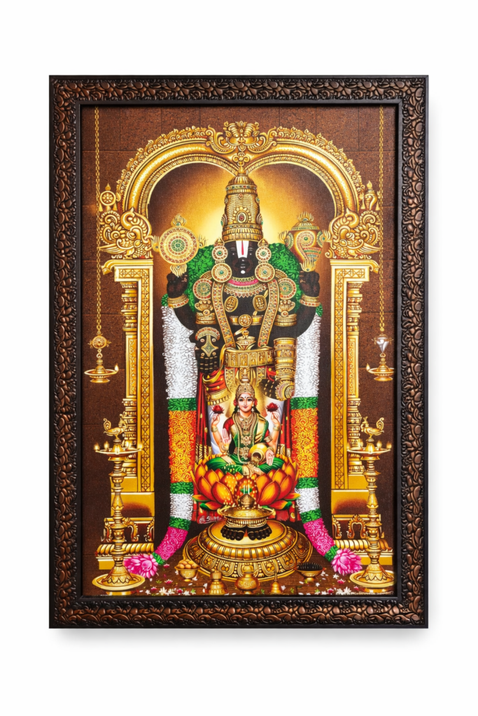 Lord Balaji Venkateshwara Photo Frame With Glitter Matt Finish [12 × 18 Inches] – Divine Wall Frame for Home & Temple