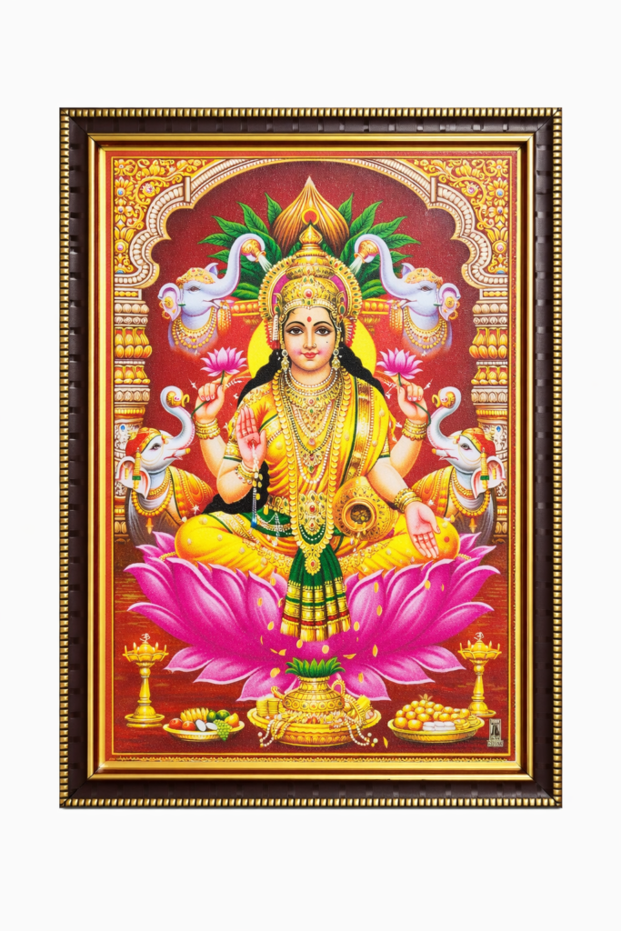 MahaLakshmi in Yellow Saree Photo Frame With Glitter Matt Finish [8 X 10 Inches]