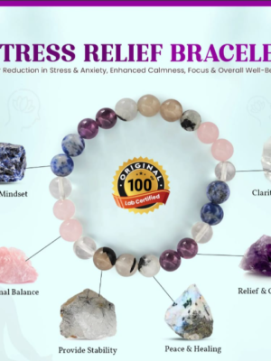 Stress Relief Bracelet [Certified] [8mm] – Original Healing Crystal Bracelet for Calm, Peace & Emotional Balance
