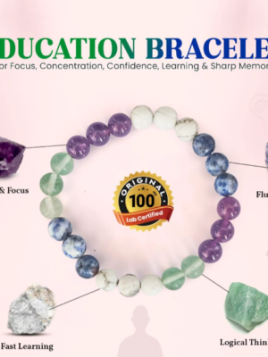 Education Bracelet [Certified] [8mm] – Original Crystal Bracelet for Focus, Memory & Academic Success