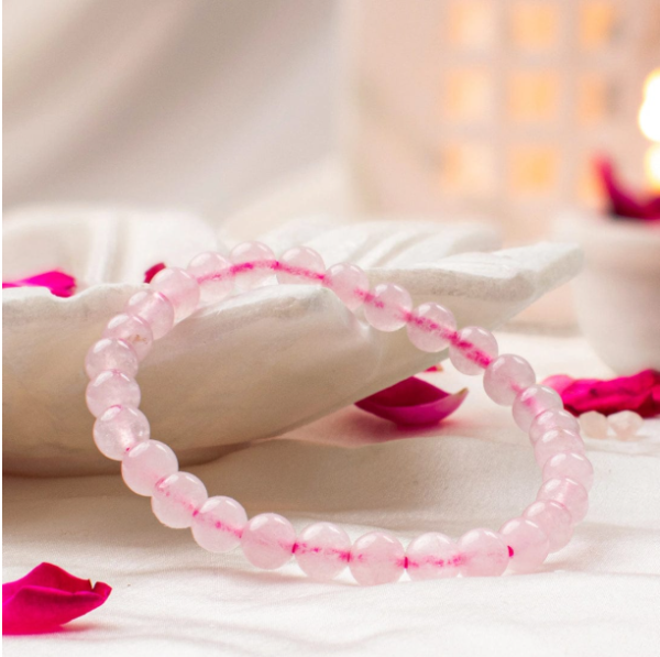 Rose Quartz Bracelet [Certified] [8mm] – Original Crystal Bracelet for Love, Peace & Emotional Healing