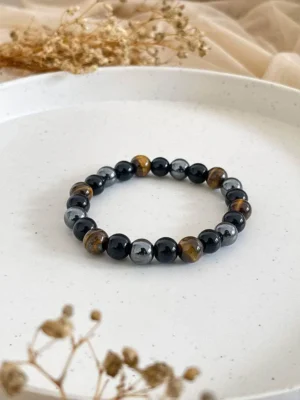 Triple Protection Bracelet [8mm] [Certified] – Powerful Crystal Bracelet for Protection, Strength & Balance