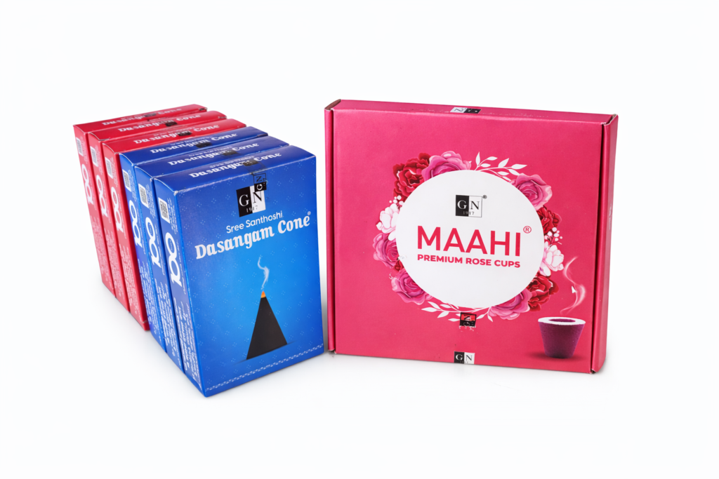 GN Dasangam Cone Combo With Rose Cup Sambrani – Temple Aroma Set for Pooja & Divine Fragrance