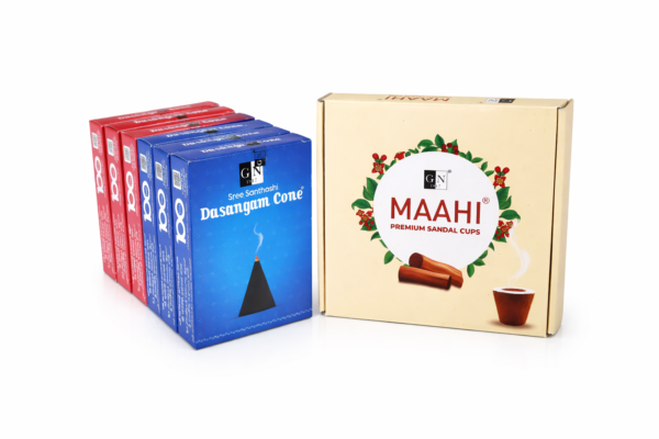 GN Dasangam Cone Combo With Sandal Cup Sambrani – Temple Fragrance Set for Pooja & Spiritual Ambience